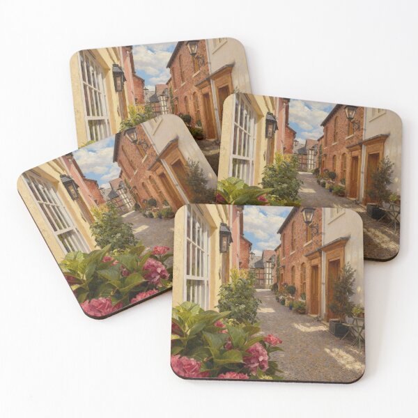 Item preview, Ludlow Shropshire Wall Art Print, Historic English Street Cottagecore Decor designed and sold by QuietCanvasArtworks.