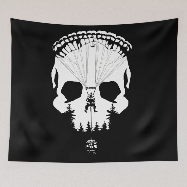 Item preview, Skydiving Skull Optical Illusion Parachute Extreme Sports Art designed and sold by DarkOriginArts.