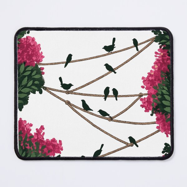 Item preview, Birds on Ropes in Bloom | Floral Nature Sunset Silhouette Aesthetic T-Shirt Design designed and sold by designbyuzi.