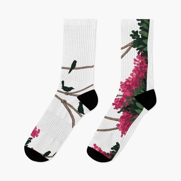 Item preview, Birds on Ropes in Bloom | Floral Nature Sunset Silhouette Aesthetic T-Shirt Design designed and sold by designbyuzi.