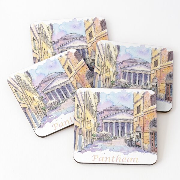 Item preview, Rome Italy Pantheon Street View Watercolor Art designed and sold by NareArt.