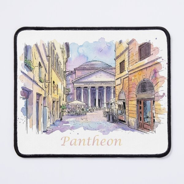 Item preview, Rome Italy Pantheon Street View Watercolor Art designed and sold by NareArt.