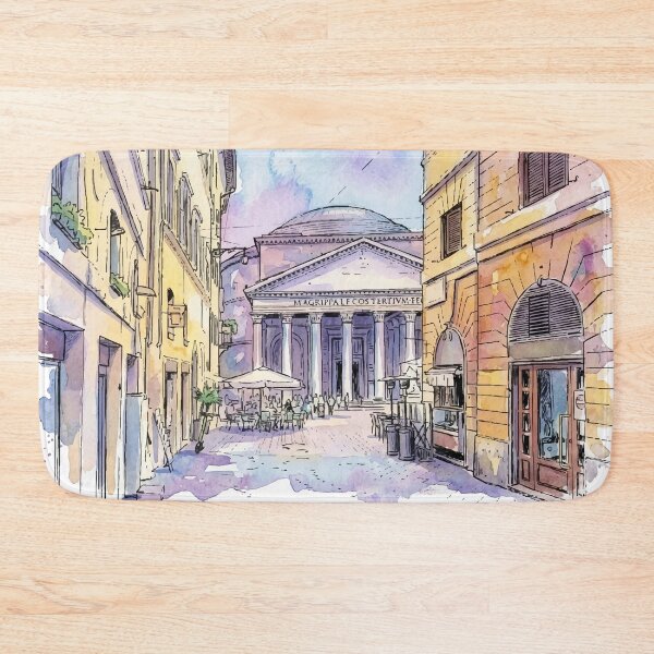 Item preview, Rome Italy Pantheon Street View Watercolor Art designed and sold by NareArt.