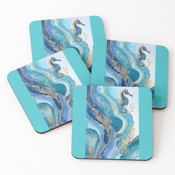 Item preview, Golden Seahorses - Luxury Mediterranean Watercolor designed and sold by Natalia-Vlad.