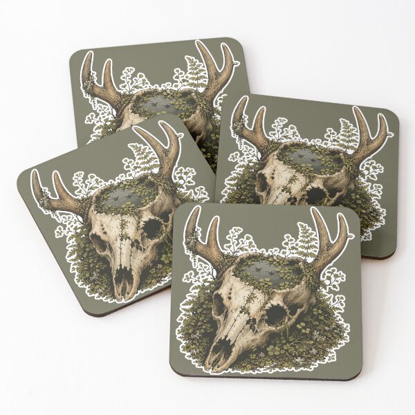 Item preview, Deer Skull Vernal Pool with Water Striders Botanical Illustration designed and sold by SimplePoDesign.