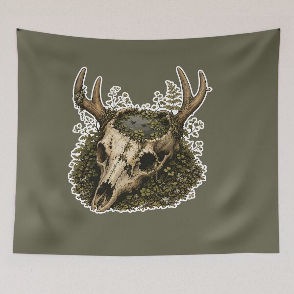 Item preview, Deer Skull Vernal Pool with Water Striders Botanical Illustration designed and sold by SimplePoDesign.
