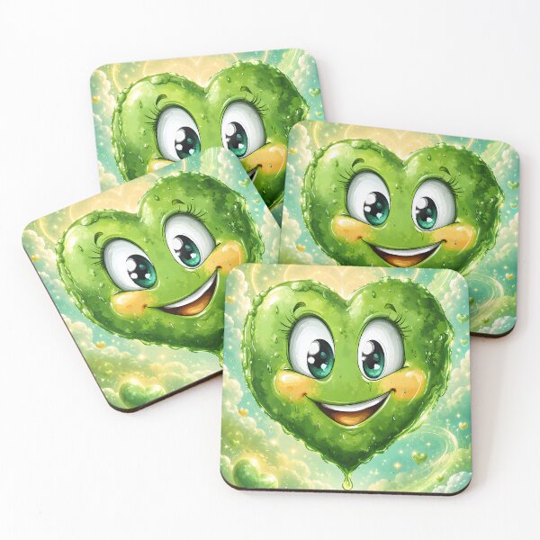 Item preview, Hearts 30 - Cute Smiling Green Heart in Sparkle Sky designed and sold by NikaNavi.