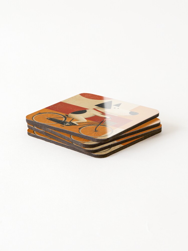 Thumbnail 4 of 5, Coasters (Set of 4), Mid Century Dog Bicycle Ride designed and sold by Rohan132.