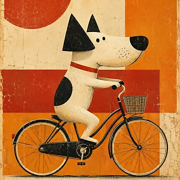 Artwork thumbnail, Mid Century Dog Bicycle Ride by Pure Craft