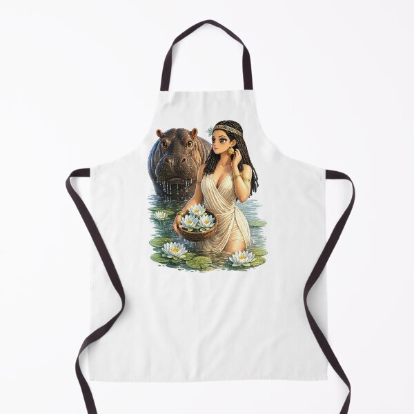 Item preview, Cute Pharaonic Anime Girl with Hippo Taweret and Blue Lotus designed and sold by TuyaArts.