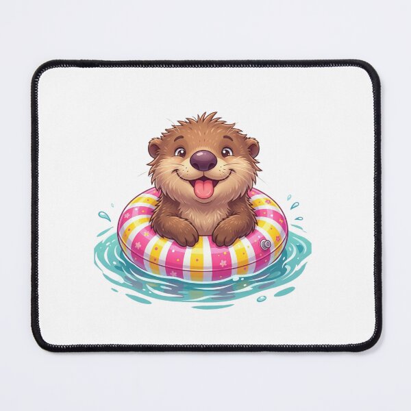 Item preview, Cute Sea Otter Floating on Pink Inner Tube Summer Water designed and sold by raedattia.