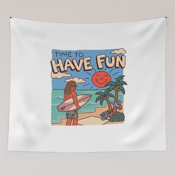 Item preview, Time to Have Fun Summer Surfing Retro Doodle designed and sold by UTAUTI.