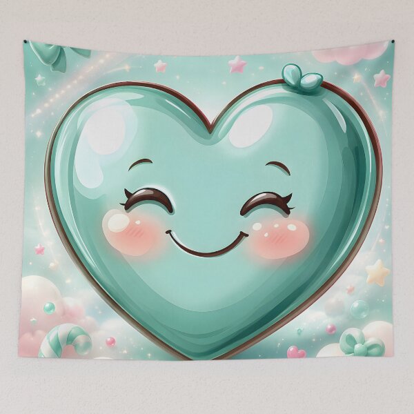 Item preview, Hearts 31 - Cute Pastel Mint Smiling Heart designed and sold by NikaNavi.