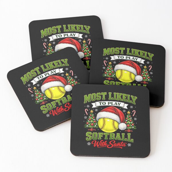 Item preview, Most Likely To Play Softball With Santa Funny Christmas Softball designed and sold by Rahamkshop.