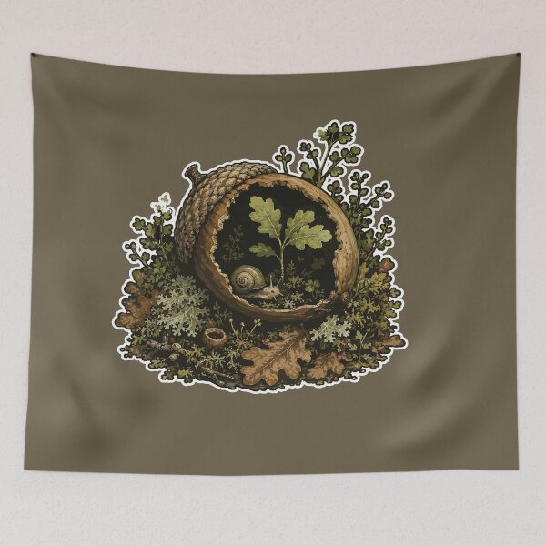 Item preview, Acorn Woodland Terrarium Forest Snail Botanical Illustration designed and sold by SimplePoDesign.