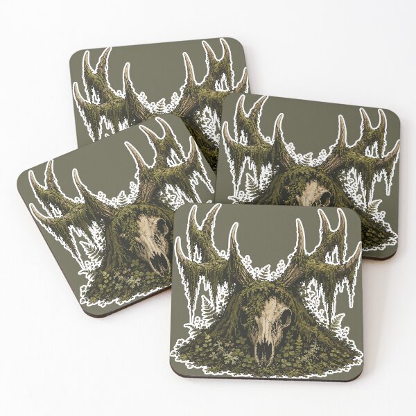 Item preview, Moss Covered Deer Skull Forestcore Botanical Illustration designed and sold by SimplePoDesign.