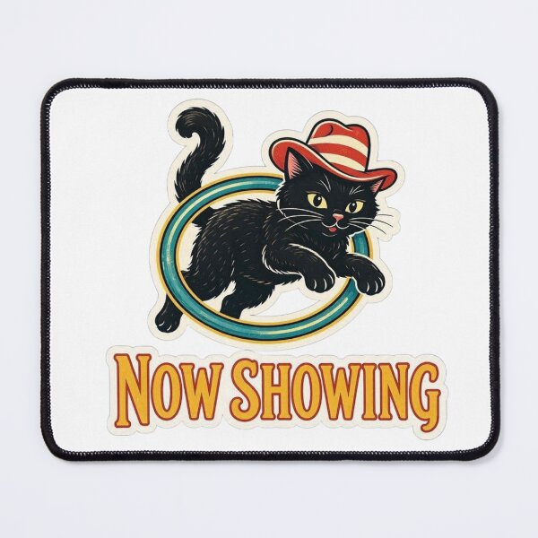 Item preview, Vintage Circus Black Cat Cowboy Hat Sticker Now Showing designed and sold by crazyhome.