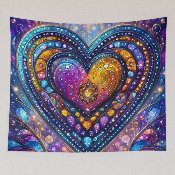 Item preview, Hearts 33 - Cosmic Stained Glass Heart Mosaic designed and sold by NikaNavi.