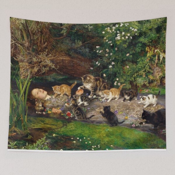 Item preview,  Ophelia Painting by John Everett Millais | Ophelia Painting and cats designed and sold by TeeARTHY.