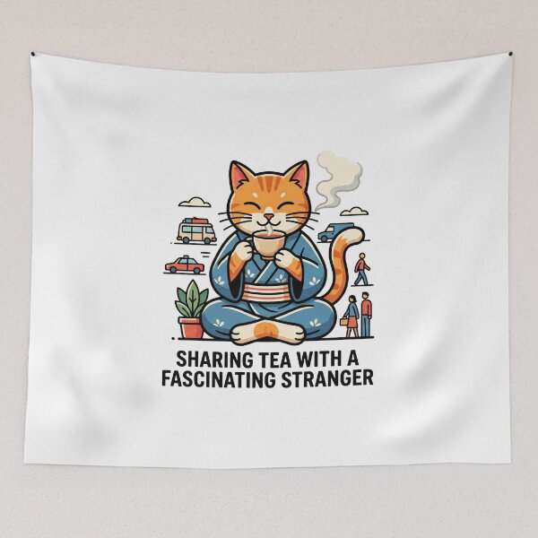 Item preview, Sharing Tea With A Fascinating Stranger Wise Cat T-Shirt designed and sold by fowzi shokri.