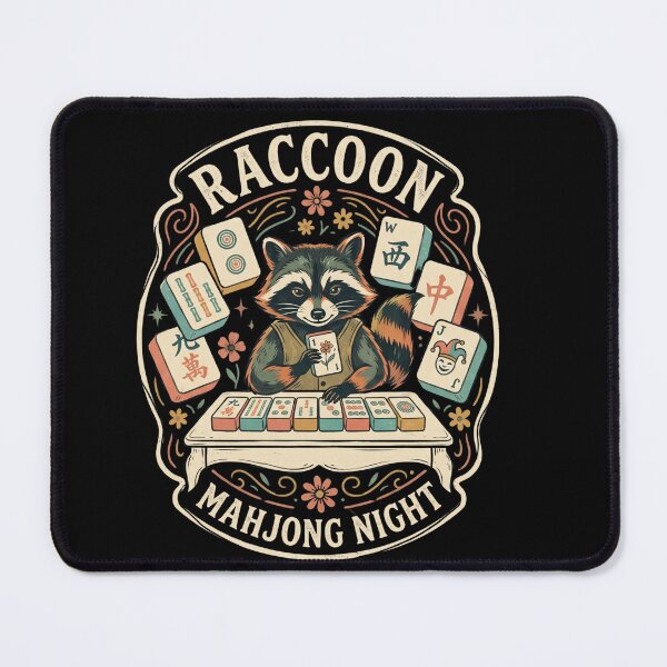 Item preview, Raccoon Mahjong Night Badge designed and sold by Roy & Tiffany.