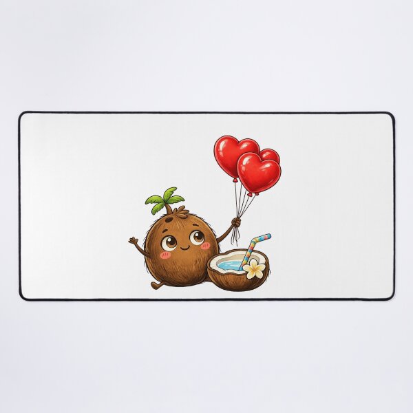 Item preview, Cute Coconut Holding Red Heart Balloons | Kawaii Tropical Summer Coconut Sticker | Whimsical Island Aesthetic designed and sold by designbyuzi.