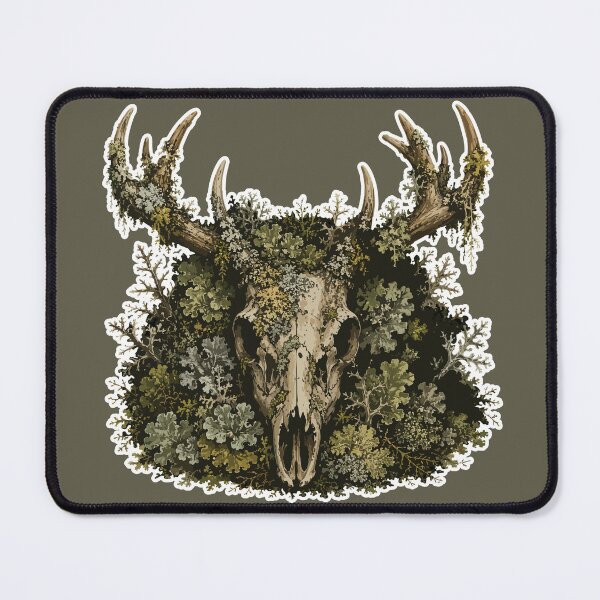 Item preview, Lichen Covered Deer Skull Woodland Botanical Illustration designed and sold by SimplePoDesign.
