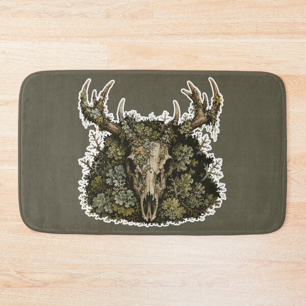 Item preview, Lichen Covered Deer Skull Woodland Botanical Illustration designed and sold by SimplePoDesign.