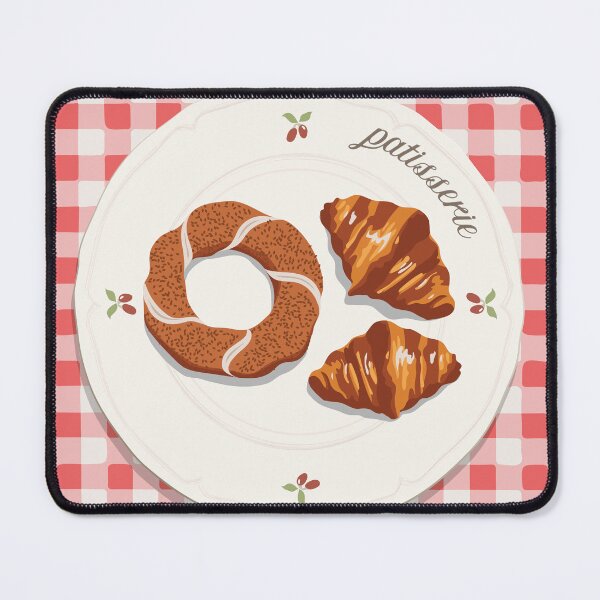 Item preview, Vintage Breakfast Plate with Croissant & Simit | Cozy European Bakery Illustration designed and sold by lazonabianca.