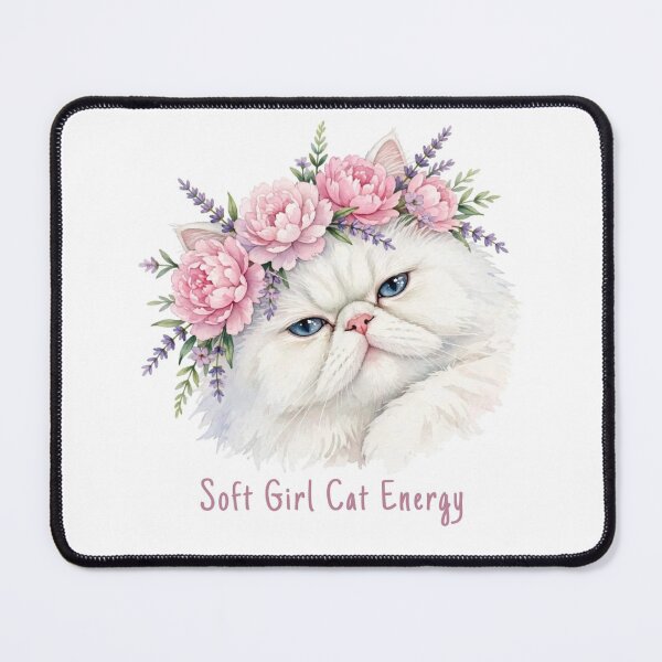 Item preview, Soft Girl Cat Energy - Aesthetic Persian Cat Flower Crown Watercolor designed and sold by SDKENERGY.