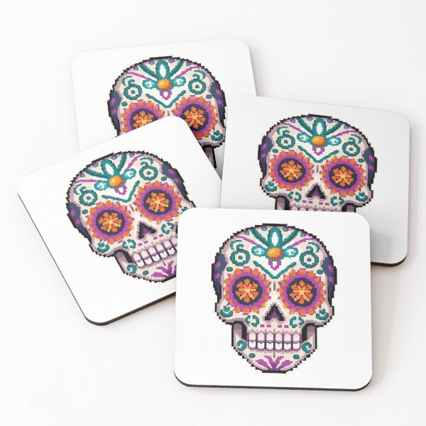 Item preview, Sugar Skull Calavera Día de los Muertos Pixel Art designed and sold by PixelBrujeria.