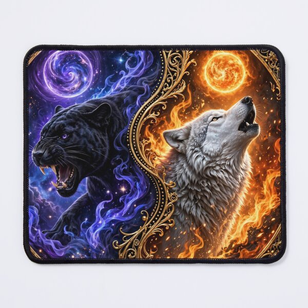 Item preview, Cosmic Panther vs Inferno Wolf - Yin Yang Duality designed and sold by 303 Visionary Prints .