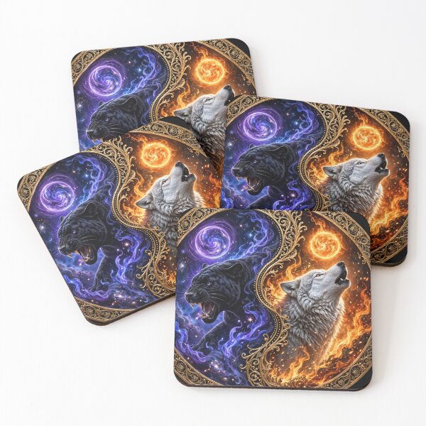 Item preview, Cosmic Panther vs Inferno Wolf - Yin Yang Duality  designed and sold by 303 Visionary Prints .