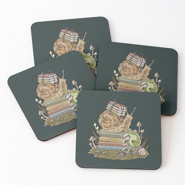 Item preview, Frog Scholar and Snail Book Grotto Cottagecore Art designed and sold by LeshanArt.
