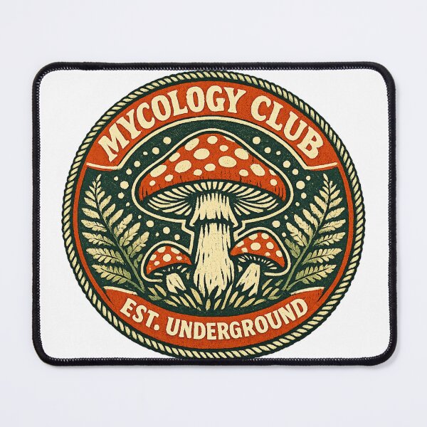 Item preview, Mycology Club Retro Badge - Fly Agaric Mushroom Foraging designed and sold by Wanderquill Studio.