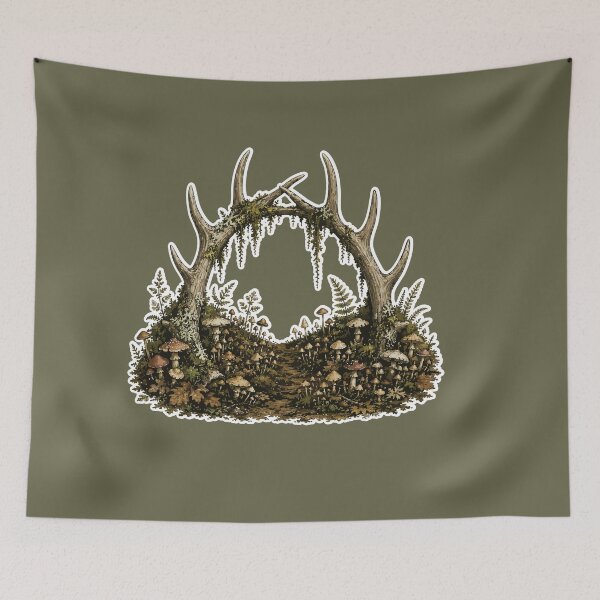 Item preview, Woodland Antler Arch Forest Path Botanical Illustration designed and sold by SimplePoDesign.