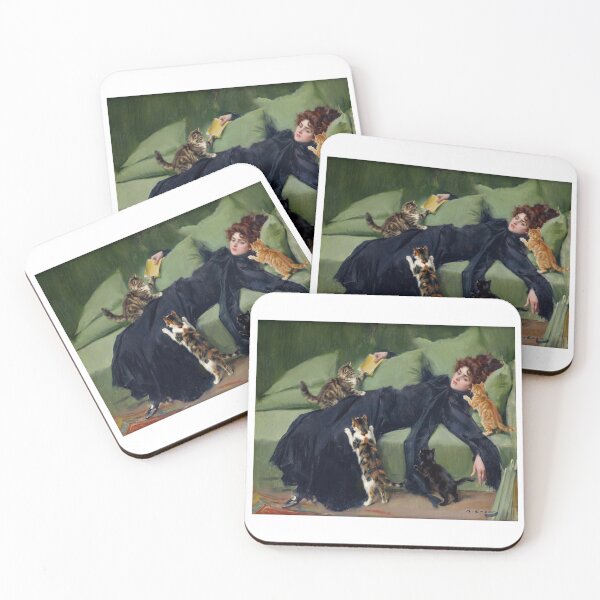 Item preview,   Ramon Casas i Carbó - Decadent young woman After the dance and cats designed and sold by TeeARTHY.