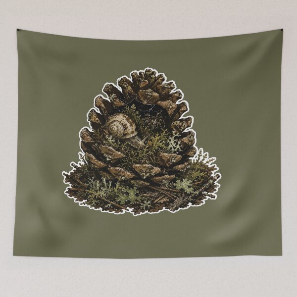 Item preview, Woodland Pine Cone Snail Botanical Forest Illustration designed and sold by SimplePoDesign.