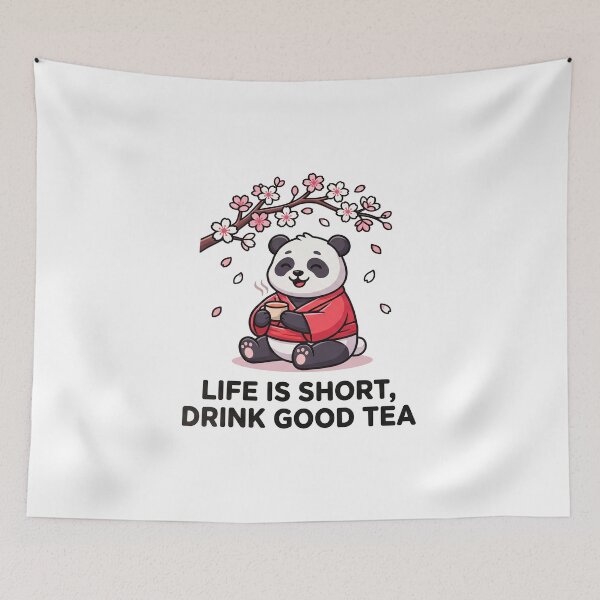 Item preview, Life Is Short Drink Good Tea Zen Panda T-Shirt designed and sold by fowzi shokri.