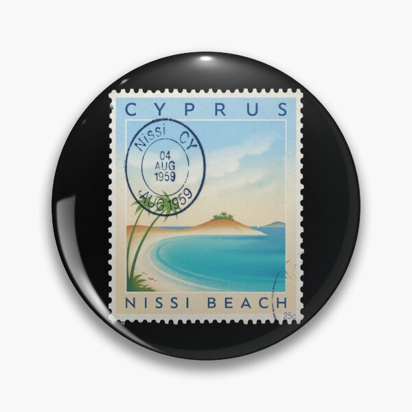 Item preview, Nissi Beach Cyprus Turquoise Bay Islet Stamp Sticker designed and sold by stickercuffs.