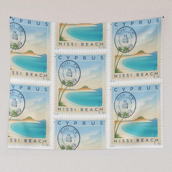 Item preview, Nissi Beach Cyprus Turquoise Bay Islet Stamp Sticker designed and sold by stickercuffs.