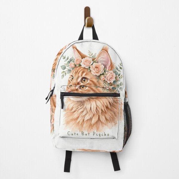 Item preview, Cute But Psycho - Funny Maine Coon Ginger Cat Floral Wreath Watercolor designed and sold by SDKENERGY.
