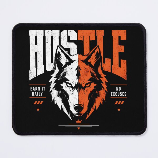 Item preview, Hustle Wolf Motivational Gym Quote designed and sold by AbderraimArt.