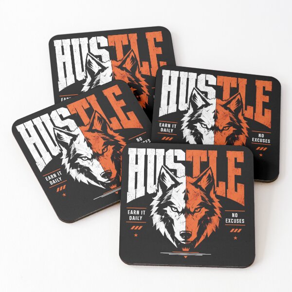 Item preview, Hustle Wolf Motivational Gym Quote designed and sold by AbderraimArt.