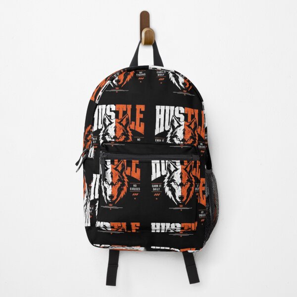 Item preview, Hustle Wolf Motivational Gym Quote designed and sold by AbderraimArt.