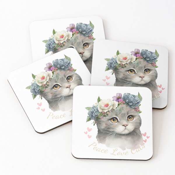 Item preview, Peace Love Cats - Aesthetic British Shorthair Floral Crown Watercolor Cat designed and sold by SDKENERGY.