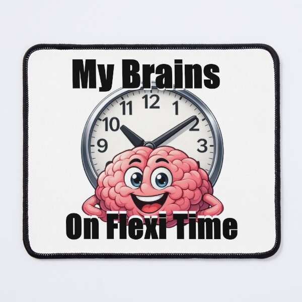 Item preview, Cartoon, brain, clock, time, funny, smart, creative, flexible, designed and sold by hardingcarl2.