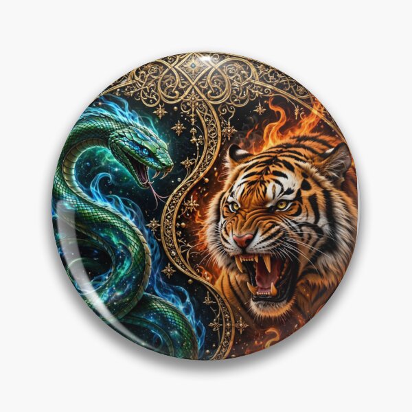 Item preview, Emerald Cosmic Serpent vs Bengal Tiger - Yin Yang Predators designed and sold by 303 Visionary Prints .