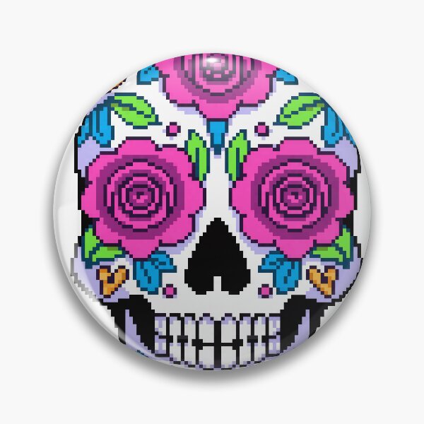 Item preview, Rose Calavera Sugar Skull Día de los Muertos Pixel Art designed and sold by PixelBrujeria.