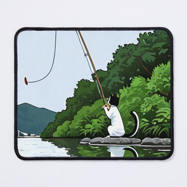 Item preview, Character - Cat Fisherman Back View Green Bank designed and sold by World-Pets.